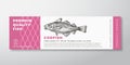 Premium Quality Codfish Vector Packaging Label Design Modern Typography and Hand Drawn Cod Fish Silhouette Seafood