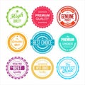 Premium quality colorful badges flat design retro design vector illustration