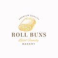 Premium Quality Confectionary Abstract Sign, Symbol or Logo Template. Hand Drawn Roll Bun and Typography. Local Bakery