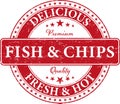 premium quality delicious fresh and hot fish and chips food stamp Royalty Free Stock Photo