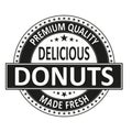 Premium quality delicious donuts made fresh badge stamp