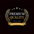 Premium quality emblem with golden branches and ribbon
