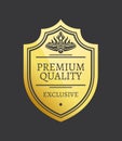 Premium Quality Exclusive Golden Label with Crown Royalty Free Stock Photo