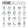 Premium quality future thin line ollection set. Tomorrow minimalistic symbol pack. Modern technology template of icons