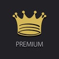 Premium quality golden label with crown, vector illustration Royalty Free Stock Photo
