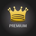 Premium quality golden label with crown, vector Royalty Free Stock Photo