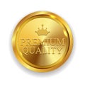 Premium Quality Golden Medal Icon Seal Sign on White B Royalty Free Stock Photo