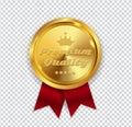 Premium Quality Golden Medal Icon Seal Sign on White B Royalty Free Stock Photo
