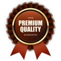 100% premium quality guarantee badge ribbon gold brown metallic luxury logo