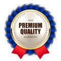 100% premium quality guarantee badge ribbon gold silver metallic luxury logo