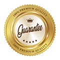 100% premium quality guarantee badge 5 stars crown gold silver metallic luxury logo