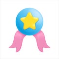 Premium quality guarantee ribbon icon with star. Quality label 3d. sticker vector illustration