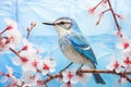 bright bird on a spring background close-up