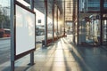 Blank Billboard at Modern Bus Stop at Sunset Royalty Free Stock Photo