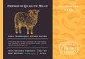 Premium Quality Meat Abstract Vector Lamb Packaging Design or Label. Modern Typography and Hand Drawn Sheep Sketch