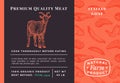 Premium Quality Meat Abstract Vector Packaging Design or Label. Modern Typography and Hand Drawn Goat Sketch Background Royalty Free Stock Photo