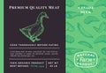 Premium Quality Meat Abstract Vector Poultry Packaging Design or Label. Modern Typography and Hand Drawn Duck Sketch