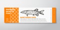 Premium Quality Northern Pike Vector Packaging Label Design Modern Typography and Hand Drawn Freshwater Fish Silhouette Royalty Free Stock Photo