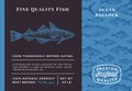 Premium Quality Ocean Pollock Abstract Vector Packaging Design or Label. Modern Typography and Hand Drawn Sketch Fish