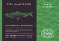 Premium Quality Ocean Sardine Abstract Vector Packaging Design or Label. Modern Typography and Hand Drawn Sketch Fish