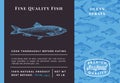 Premium Quality Ocean Sprats Abstract Vector Packaging Design or Label. Modern Typography and Hand Drawn Sketch Fish