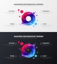 4 option circle analytics vector illustration template set. Business design layout. Round organic statistics infographic bundle.