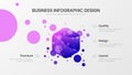 4 option hexahedron analytics vector illustration template. Business data visualization design layout. Statistics infographic.