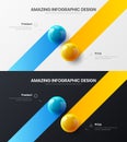 2 step marketing analytics presentation vector illustration template bundle. Business infographic design layout set.