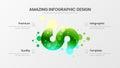 4 option marketing analytics vector illustration template. Business data design layout. Curl organic statistics infographic report Royalty Free Stock Photo