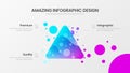 3 option triangle analytics vector illustration template. Colorful delta organic statistics infographic report.