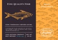 Premium Quality Pangasius or Basa Abstract Vector Packaging Design or Label. Modern Typography and Hand Drawn Sketch