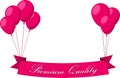 Premium quality pink flat ribbon with balloons.