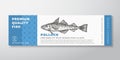 Premium Quality Pollock Vector Packaging Label Design Modern Typography and Hand Drawn Fish Silhouette Seafood Product