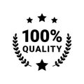 Premium quality product label sign. Best quality product guarantee logo. Black badge icon with 100 percent symbol and Royalty Free Stock Photo
