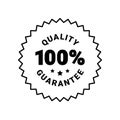 Premium quality product label sign. Round quality product guarantee logo. Black badge icon with 100 percent symbol and