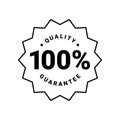 Premium quality product label sign. Round quality product guarantee logo. Black badge icon with 100 percent symbol and