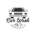 Premium Quality Round The Clock Carwash Service Black And White Logo Design Template