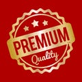 Premium Quality rubber stamp gold on a red background Royalty Free Stock Photo