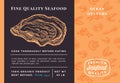 Premium Quality Seafood Abstract Vector Oysters Packaging Design or Label. Modern Typography and Hand Drawn Sketch