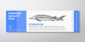 Premium Quality Strugeon Vector Packaging Label Design Modern Typography and Hand Drawn Freshwater Fish Silhouette Royalty Free Stock Photo