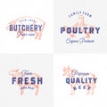 Premium Quality Vintage Meat and Poultry Labels. Retro Print Effect Emblems. Abstract Vector Sign, Symbol or Logo