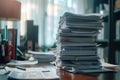 Premium Quality Visual of Pile of Documents on Desk in Office Stack of Business Papers Royalty Free Stock Photo