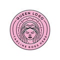 Premium Queen Logo Classic Monoline Design Vector illustration boutique badge symbol icon Royalty Free Stock Photo