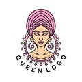 Premium Queen Logo Classic Monoline Design Vector illustration boutique badge symbol icon Royalty Free Stock Photo