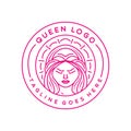 Premium Queen Logo Classic Monoline Design Vector illustration boutique badge symbol icon Royalty Free Stock Photo