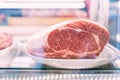 Premium Rare Sirloin Dry-Aged  Wagyu A5 beef with high-marbled texture inside refrigerator Royalty Free Stock Photo