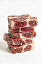 Premium raw short rib stack, isolated on white Royalty Free Stock Photo