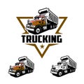Premium ready made 18 wheeler trucking company emblem logo vector template Royalty Free Stock Photo
