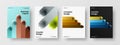Premium realistic balls front page illustration set. Multicolored pamphlet design vector template bundle.