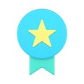 Premium reward medal ribbon star best prize graduation championship winner realistic 3d icon vector